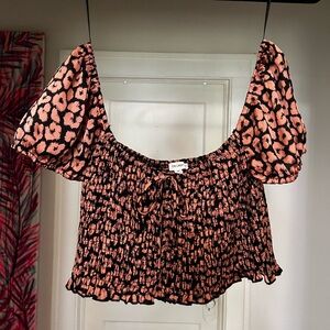 Cotton Candy LA black and rose gold cheetah print off shoulder crop top